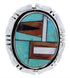Silver Turquoise Multicolor Inlay Ring Size 7-1/2 JX38254